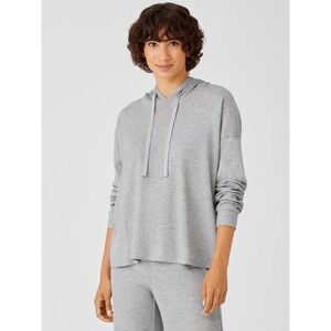 Eileen Fisher‎ Hoodie Waffle Knit Top Womens Medium Loungewear Boxy